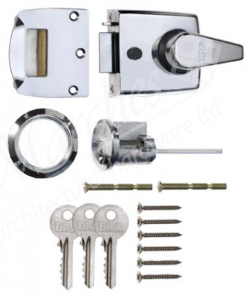 60mm Night Latch - Polished Chrome Case & Cylinder