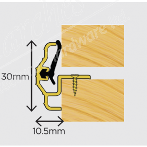 Exitex (30mm) Double Door Centre Seal - 2.4m Gold Coloured (1.01.106)
