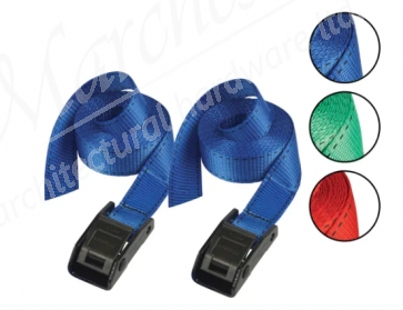 Lashing Strap with Metal Buckle, Coloured 5m 150kg (Pack 2)