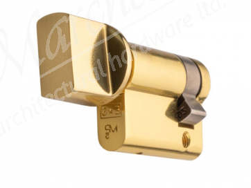 35/10 Half Thumbturn Euro Cylinder  - Polished Brass