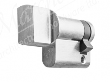 35/10 Half Thumbturn Euro Cylinder - Satin Chrome