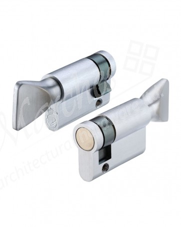 40/10 Half Thumbturn Euro Cylinder - Satin Chrome