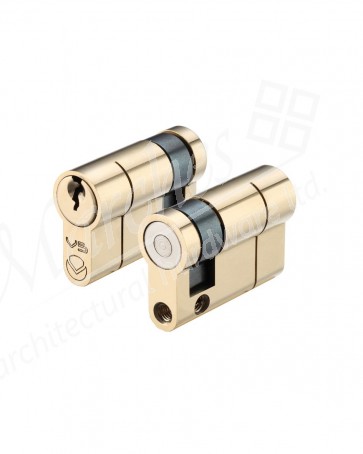 30/10 Half Euro Cylinder Keyed to Differ - Polished Brass