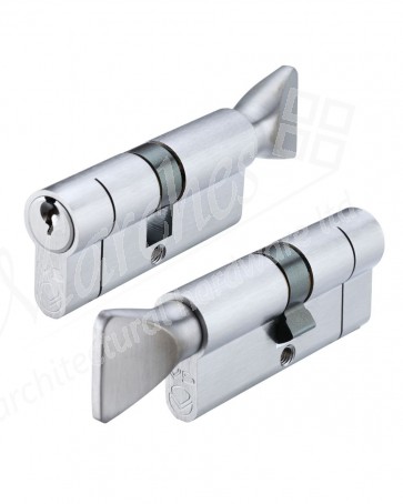 60/40 Euro Cylinder / Thumbturn Keyed to Differ - Satin Chrome