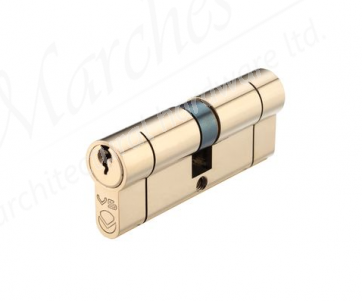 40/40 Euro Cylinder Keyed to Differ - Polished Brass