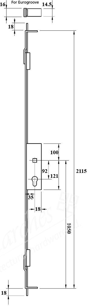 Slave Espag Lock 35mm Backset - Stainless Steel