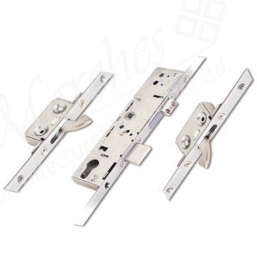 3 Point Door Lock 2 Hook 35mm Backset - Stainless Steel