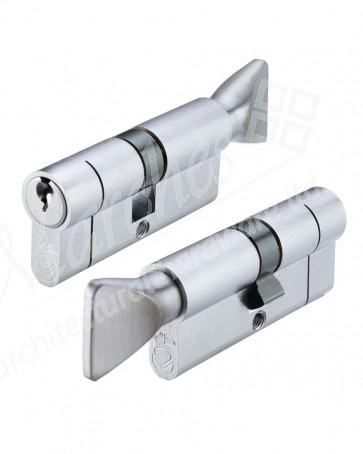 40/60 Euro Cylinder / Thumbturn Keyed to Differ - Satin Chrome