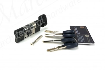 50/45 (Ext/Int) 3* Euro Cylinder / Thumbturn KD - Black