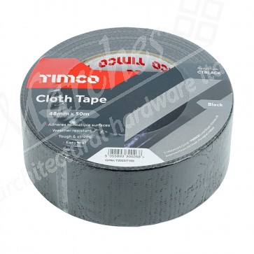 50m X 48mm Medium Duty Black Cloth Tape