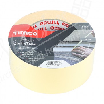 Double Sided Cloth Tape White - 50mm x 25m