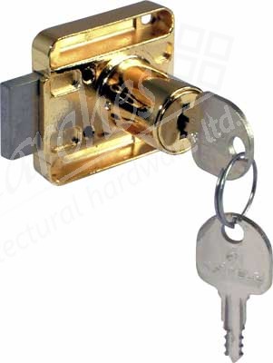 Rim lock, ø 18 mm cylinder, 26 mm backset, right handed, keyed alike