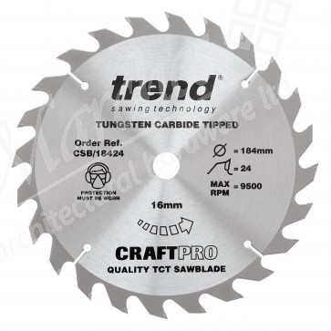 Trend CSB/18424 Saw Blade 184mm x 24T x 16mm Bore