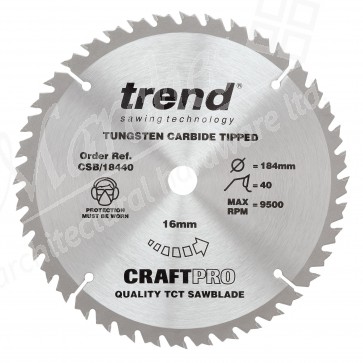 Trend CSB/18440 Saw Blade 184mm x 40T x 16mm Bore