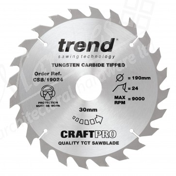 Trend CSB/19024 Wood Saw Blade - 190mm x 24T x 30mm Bore