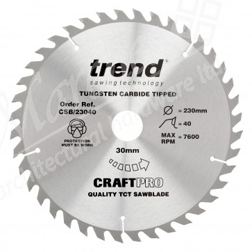 Trend CSB/23040 Saw Blade 230mm x 40T x 30mm Bore