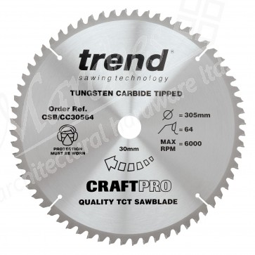 Trend CSB/CC30564 Mitre Cross Cutting Saw Blade - 305mm x 64T x 30mm Bore