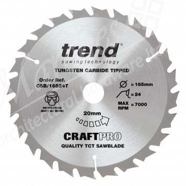 Trend CSB/16524T/10 Cordless Trim Saw Blades - 165mm x 24T x 20mm Bore (10)