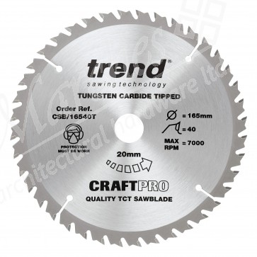 Trend CSB/16540T Cordless Trim Saw Blade - 165mm x 40T x 20mm Bore