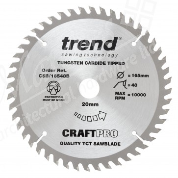 Trend CSB/16548B Wood Saw Blade - 165mm x 48T x 20mm Bore
