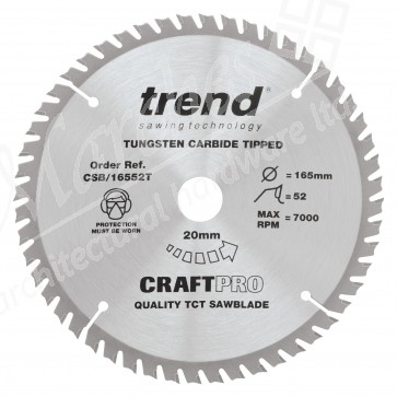 Trend CSB/16552T Cordless Trim Saw Blade - 165mm x 52T x 20mm Bore