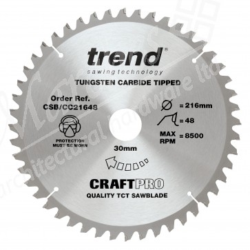 Trend CSB/CC21648 Mitre Cross Cutting Saw Blade - 216mm x 48T x 30mm Bore