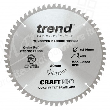 Trend CSB/CC21660 Mitre Cross Cutting Saw Blade - 216mm x 60T x 30mm Bore