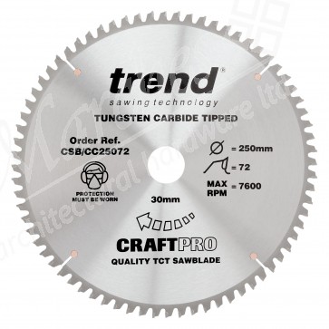 Trend CSB/CC25072 Mitre Cross Cutting Saw Blade - 250mm x 72T x 30mm Bore