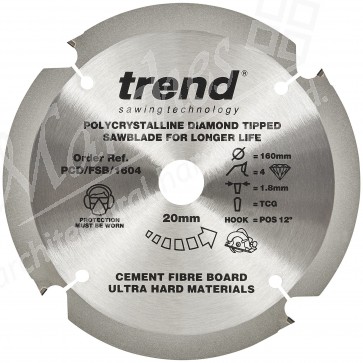 Trend PCD/FSB/1604 PCD Saw Blade - 160mm x 4T x 20mm Bore
