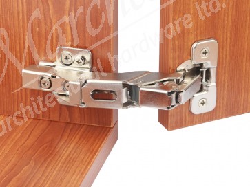 Metalla 310 155° Full Overlay Kitchen Hinge & 2mm Mounting Plate (Pair) - Nickel Plated