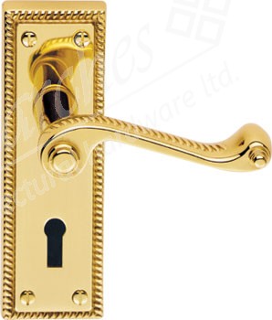Georgian Lever Lock Handle - Polished Brass