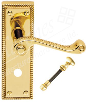 Georgian Lever Bathroom Handle - Polished Brass