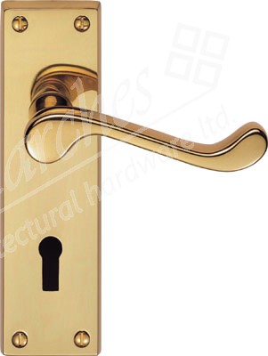 Scroll Lever Lock Handle - Polished Brass