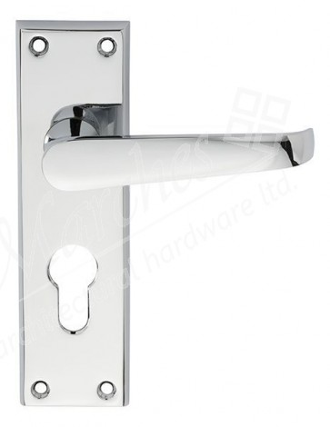 Victorian Lever Euro Lock - Polished Chrome