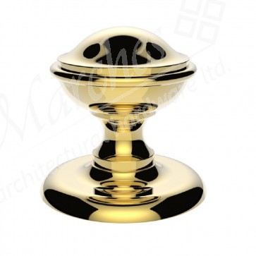 Round Centre Door Knob  - Polished Brass