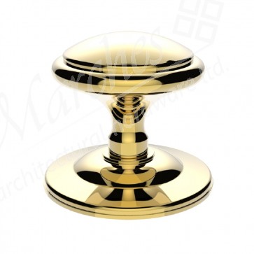 Round Centre Door Knob - Polished Brass