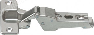 125º hinge for 24º or 14º negative angle corner applications, ø 35 mm cup, screw fixing, click on arms