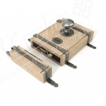 Oak Box Lock & Straps - Pewter