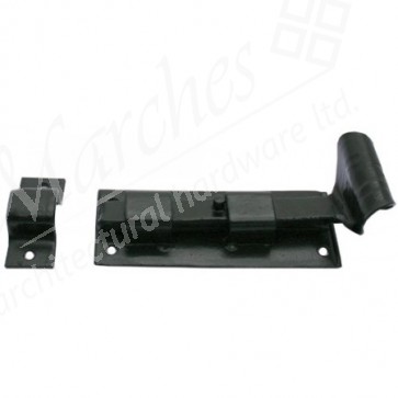 4" Straight Door Bolt - Black