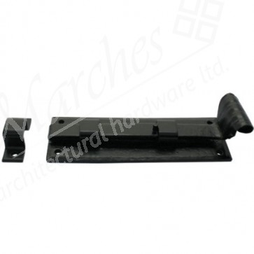 6" Straight Door Bolt - Black