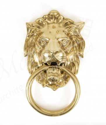 Lion's Head Door Knocker - Polished Brass