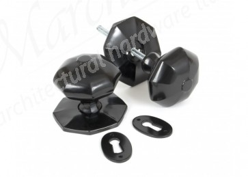 Large Octagonal Mortice/Rim Knob Set - Black