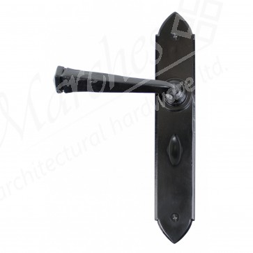 Gothic Sprung Lever Bathroom Handle Set - Black Powder Coated