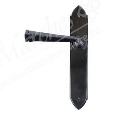 Gothic Sprung Lever Latch Handle Set - Black Powder Coated