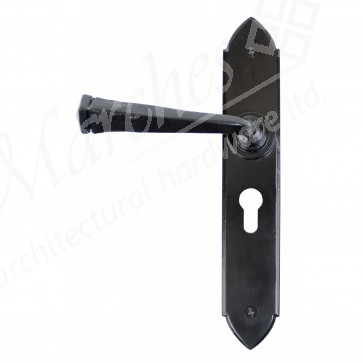 Gothic Sprung Euro Lever Lock 47 Centre - Black Powder Coated