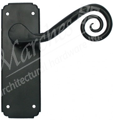 Handmade Sprung Monkeytail Lever Latch Handle Set - Black