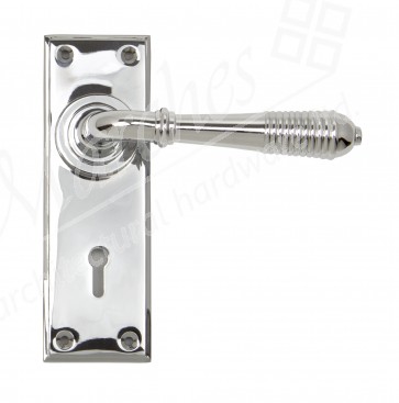 Reeded Lever Lock Set - Polished Chrome 