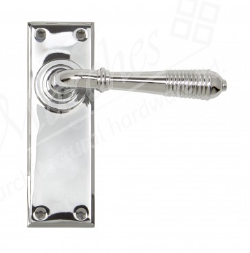 Reeded Lever Latch Set - Polished Chrome 