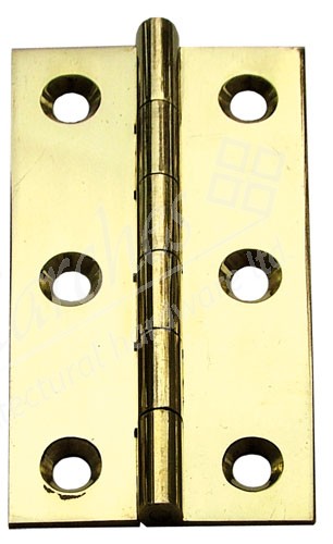 2" Solid Drawn Butt Hinges (pair) - Polished Brass