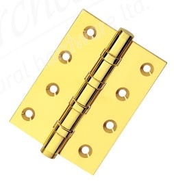 4" Double Ball Bearing Butt Hinge (Pair) - Polished Brass